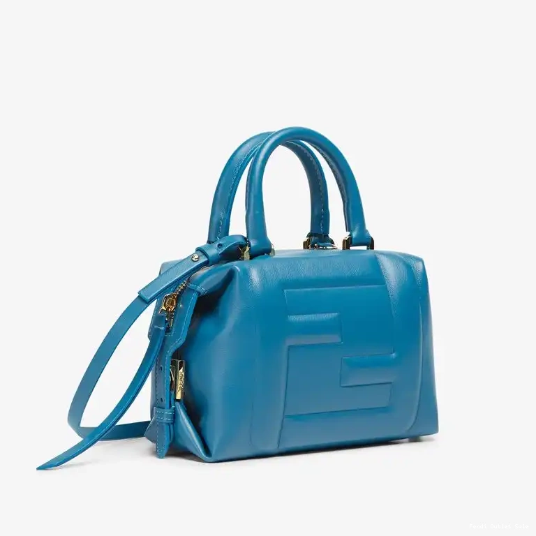 Cheap Cube Bag In Fendi Leather FF Mini Nappa Blue 0531